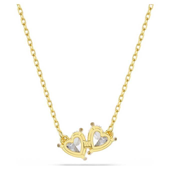Collar Mesmera con forma de corazón, blanco, chapado en tono dorado Collar Mesmera con forma de corazón, blanco, chapado en tono dorado