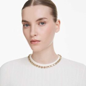 Collar Millenia con corte octogonal, amarillo, chapado en tono dorado