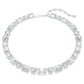 Collar Millenia con corte octogonal, blanco, chapado en rodio