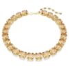Collar Millenia con corte octogonal, color caramelo, chapado en tono dorado