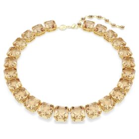 Collar Millenia con corte octogonal, color caramelo, chapado en tono dorado