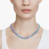 Collar Millenia con corte octogonal, degradado de color, azul, chapado en rodio