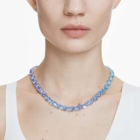 Collar Millenia con corte octogonal, degradado de color, azul, chapado en rodio