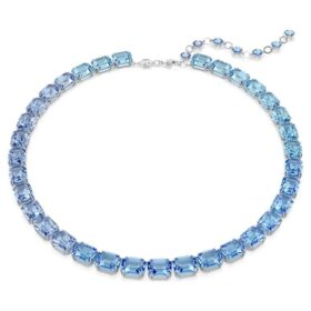 Collar Millenia con corte octogonal, degradado de color, azul, chapado en rodio