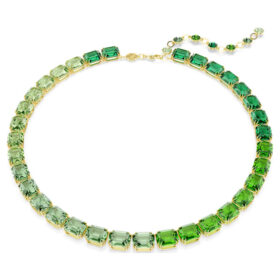 Collar Millenia con corte octogonal, degradado de color, verde, chapado en tono dorado