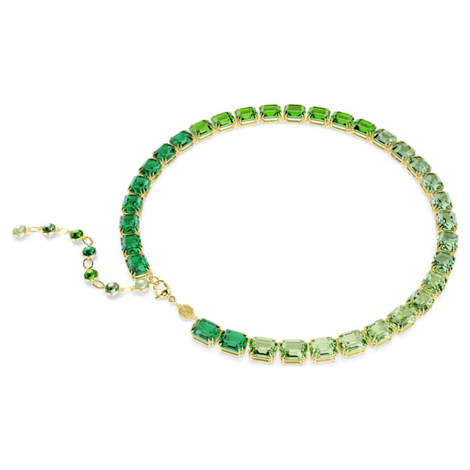 Collar Millenia con corte octogonal, degradado de color, verde, chapado en tono dorado Collar Millenia con corte octogonal, degradado de color, verde, chapado en tono dorado