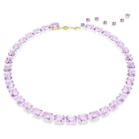 Collar Millenia con corte octogonal, morado, chapado en tono dorado