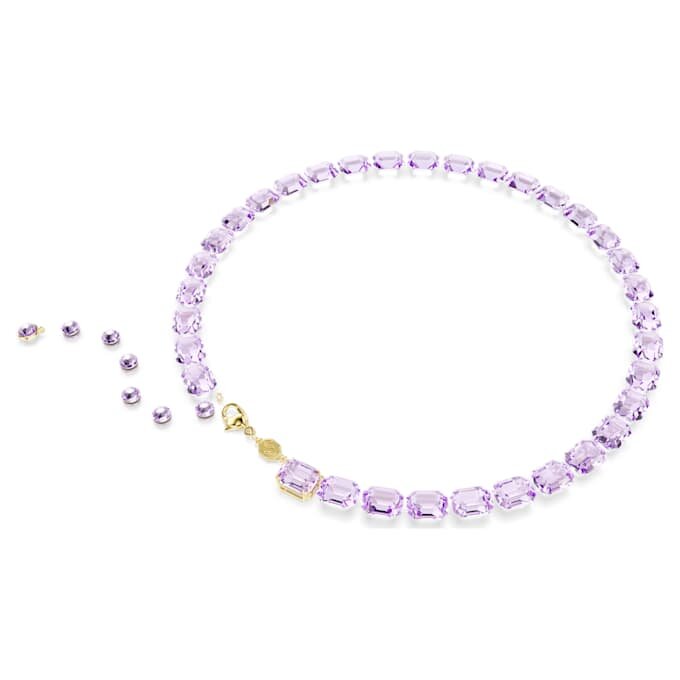 Collar Millenia con corte octogonal, morado, chapado en tono dorado Collar Millenia con corte octogonal, morado, chapado en tono dorado