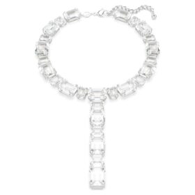Collar Millenia con cortes mixtos, blanco, chapado en rodio