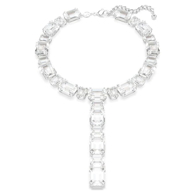 Collar Millenia con cortes mixtos, blanco, chapado en rodio Collar Millenia con cortes mixtos, blanco, chapado en rodio