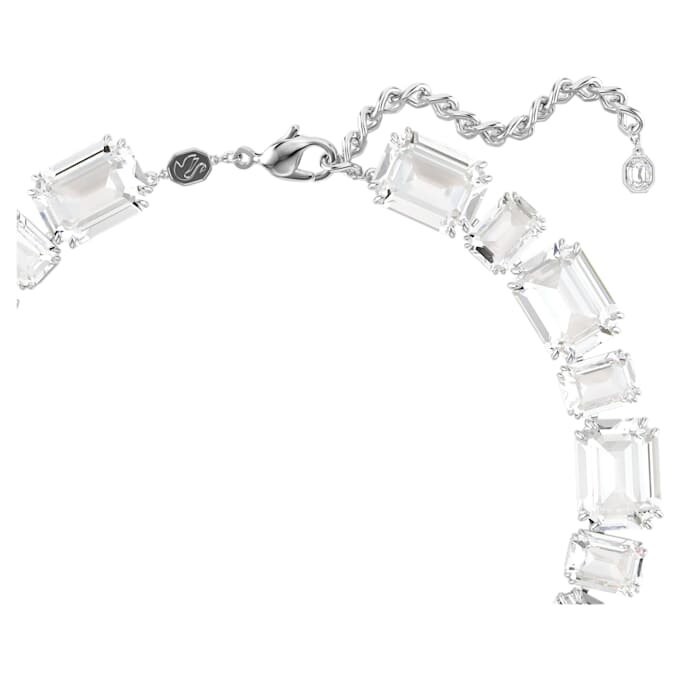 Collar Millenia con cortes mixtos, blanco, chapado en rodio Collar Millenia con cortes mixtos, blanco, chapado en rodio