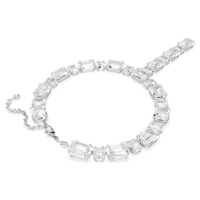 Collar Millenia con cortes mixtos, blanco, chapado en rodio Collar Millenia con cortes mixtos, blanco, chapado en rodio