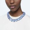 Collar Millenia con cristales extragrandes, corte octogonal, azul, chapado en rodio Collar Millenia con cristales extragrandes, corte octogonal, azul, chapado en rodio
