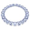 Collar Millenia con cristales extragrandes, corte octogonal, azul, chapado en rodio Collar Millenia con cristales extragrandes, corte octogonal, azul, chapado en rodio