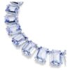 Collar Millenia con cristales extragrandes, corte octogonal, azul, chapado en rodio Collar Millenia con cristales extragrandes, corte octogonal, azul, chapado en rodio