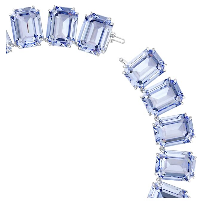 Collar Millenia con cristales extragrandes, corte octogonal, azul, chapado en rodio Collar Millenia con cristales extragrandes, corte octogonal, azul, chapado en rodio