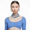 Collar Millenia con cristales extragrandes, corte octogonal, azul, chapado en rodio Collar Millenia con cristales extragrandes, corte octogonal, azul, chapado en rodio