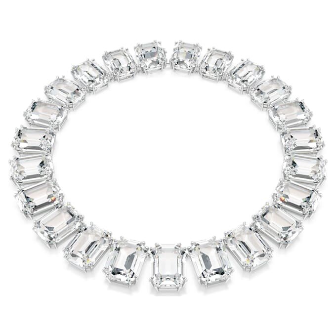 Collar Millenia con cristales extragrandes, corte octogonal, blanco, chapado en rodio Collar Millenia con cristales extragrandes, corte octogonal, blanco, chapado en rodio
