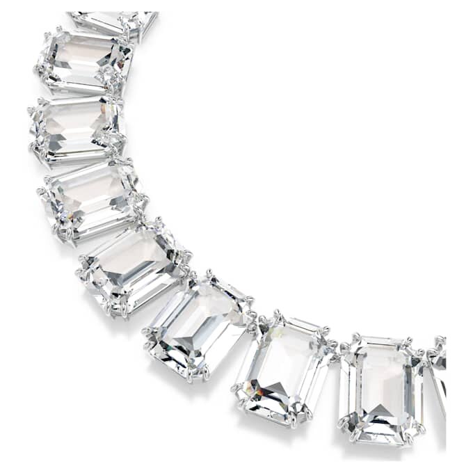Collar Millenia con cristales extragrandes, corte octogonal, blanco, chapado en rodio Collar Millenia con cristales extragrandes, corte octogonal, blanco, chapado en rodio