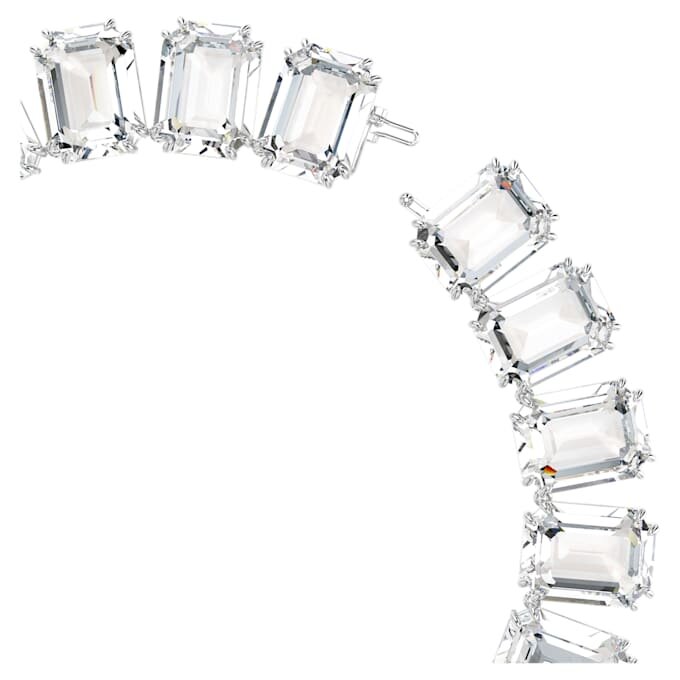Collar Millenia con cristales extragrandes, corte octogonal, blanco, chapado en rodio Collar Millenia con cristales extragrandes, corte octogonal, blanco, chapado en rodio