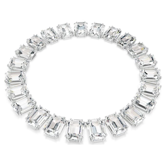 Collar Millenia con cristales extragrandes, corte octogonal, blanco, chapado en rodio Collar Millenia con cristales extragrandes, corte octogonal, blanco, chapado en rodio