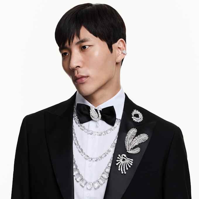 Collar Millenia con cristales extragrandes, corte octogonal, blanco, chapado en rodio Collar Millenia con cristales extragrandes, corte octogonal, blanco, chapado en rodio