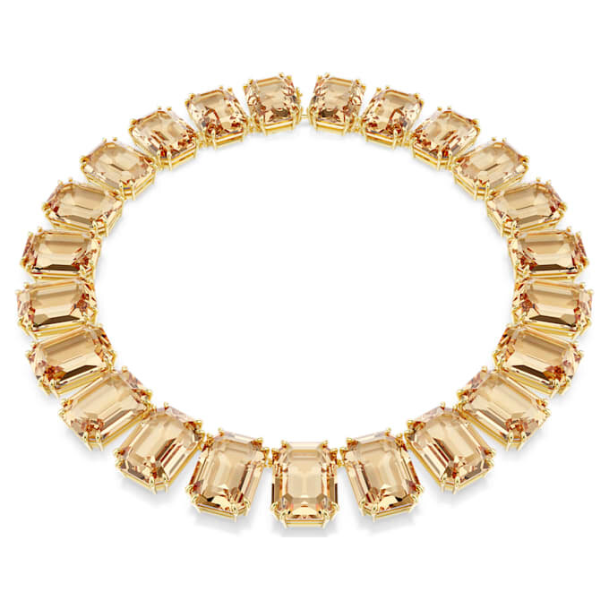 Collar Millenia con cristales extragrandes, corte octogonal, color caramelo, chapado en tono dorado Collar Millenia con cristales extragrandes, corte octogonal, color caramelo, chapado en tono dorado