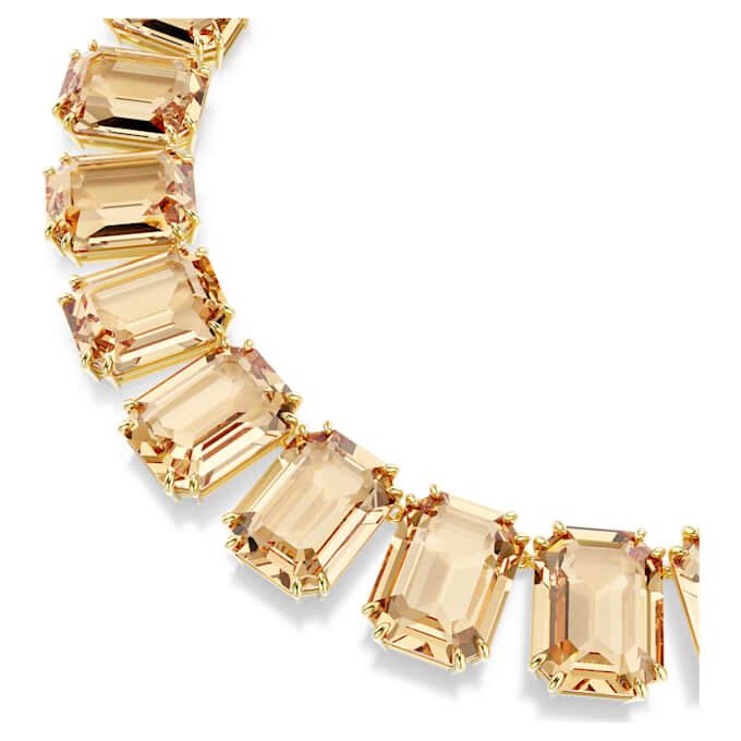 Collar Millenia con cristales extragrandes, corte octogonal, color caramelo, chapado en tono dorado Collar Millenia con cristales extragrandes, corte octogonal, color caramelo, chapado en tono dorado