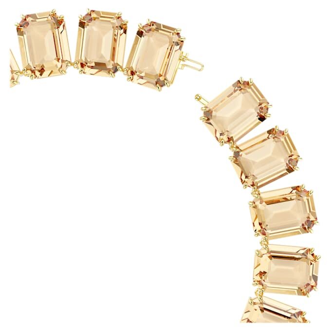Collar Millenia con cristales extragrandes, corte octogonal, color caramelo, chapado en tono dorado Collar Millenia con cristales extragrandes, corte octogonal, color caramelo, chapado en tono dorado