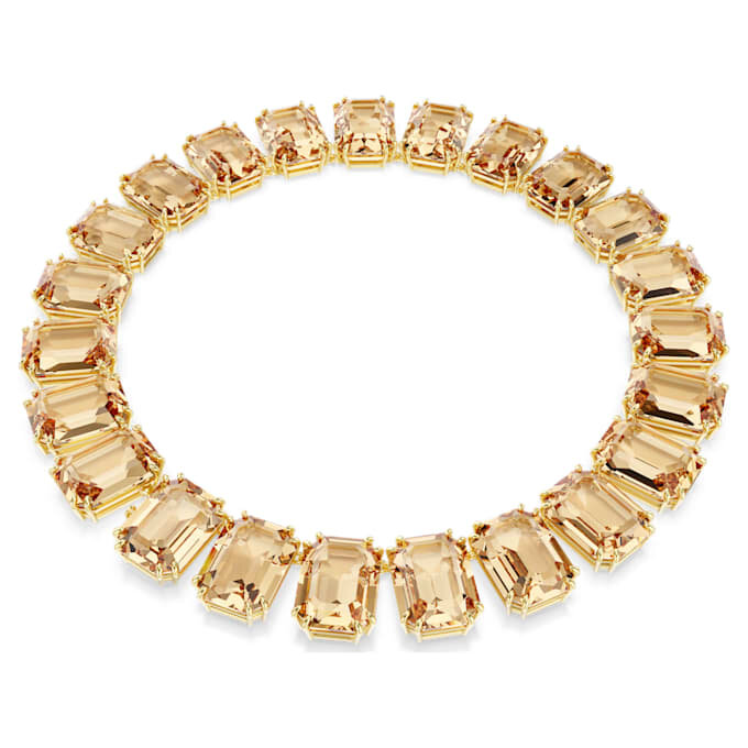 Collar Millenia con cristales extragrandes, corte octogonal, color caramelo, chapado en tono dorado Collar Millenia con cristales extragrandes, corte octogonal, color caramelo, chapado en tono dorado