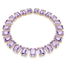 Collar Millenia con cristales extragrandes, corte octogonal, color púrpura, chapado en tono dorado Collar Millenia con cristales extragrandes, corte octogonal, color púrpura, chapado en tono dorado
