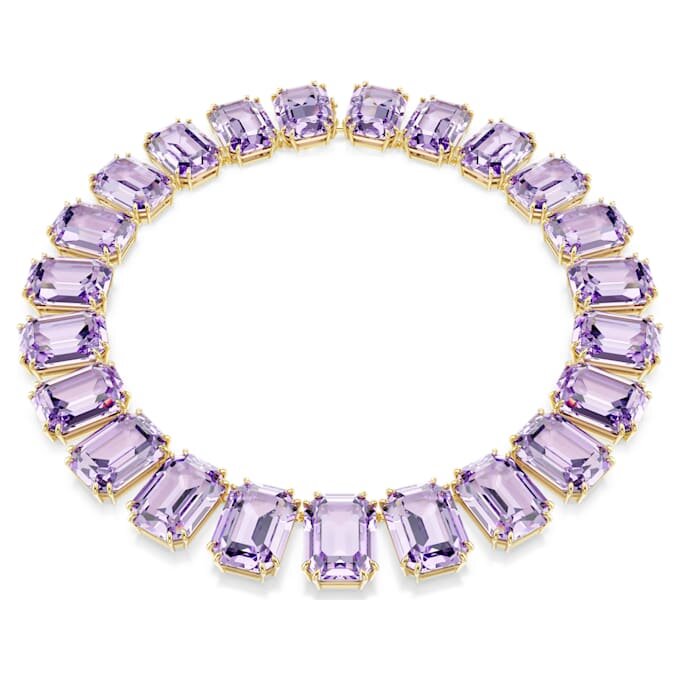 Collar Millenia con cristales extragrandes, corte octogonal, color púrpura, chapado en tono dorado Collar Millenia con cristales extragrandes, corte octogonal, color púrpura, chapado en tono dorado