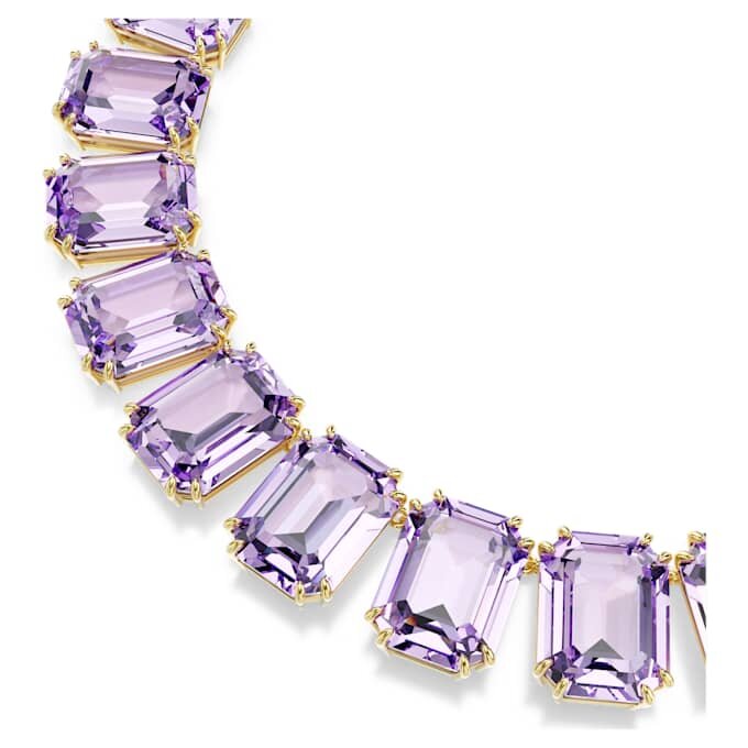 Collar Millenia con cristales extragrandes, corte octogonal, color púrpura, chapado en tono dorado Collar Millenia con cristales extragrandes, corte octogonal, color púrpura, chapado en tono dorado
