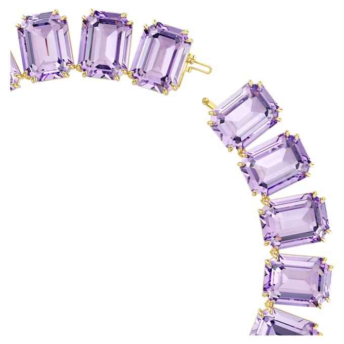 Collar Millenia con cristales extragrandes, corte octogonal, color púrpura, chapado en tono dorado Collar Millenia con cristales extragrandes, corte octogonal, color púrpura, chapado en tono dorado