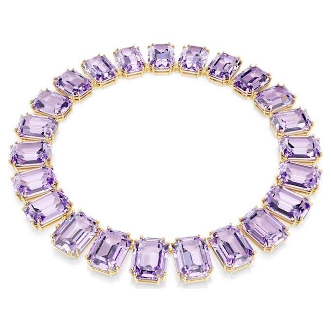 Collar Millenia con cristales extragrandes, corte octogonal, color púrpura, chapado en tono dorado Collar Millenia con cristales extragrandes, corte octogonal, color púrpura, chapado en tono dorado