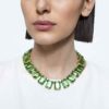 Collar Millenia con cristales extragrandes, corte octogonal, verde, chapado en tono dorado Collar Millenia con cristales extragrandes, corte octogonal, verde, chapado en tono dorado