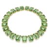 Collar Millenia con cristales extragrandes, corte octogonal, verde, chapado en tono dorado Collar Millenia con cristales extragrandes, corte octogonal, verde, chapado en tono dorado