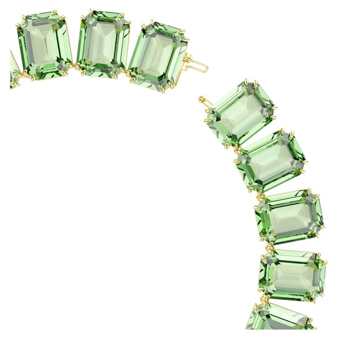 Collar Millenia con cristales extragrandes, corte octogonal, verde, chapado en tono dorado Collar Millenia con cristales extragrandes, corte octogonal, verde, chapado en tono dorado