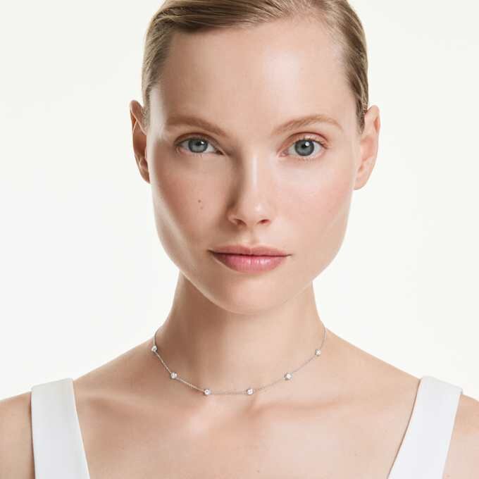 Collar octogonal con diamantes cultivados en laboratorio de 0,7 ct en total, forma redonda, plata esterlina Collar octogonal con diamantes cultivados en laboratorio de 0,7 ct en total, forma redonda, plata esterlina