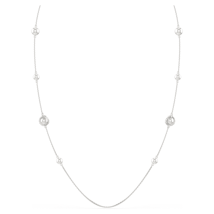Collar «Snake Strandage» con perlas de cristal, cortes mixtos, Año de la Serpiente, blanco, chapado en rodio Collar «Snake Strandage» con perlas de cristal, cortes mixtos, Año de la Serpiente, blanco, chapado en rodio