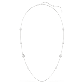 Collar «Snake Strandage» con perlas de cristal, cortes mixtos, Año de la Serpiente, blanco, chapado en rodio