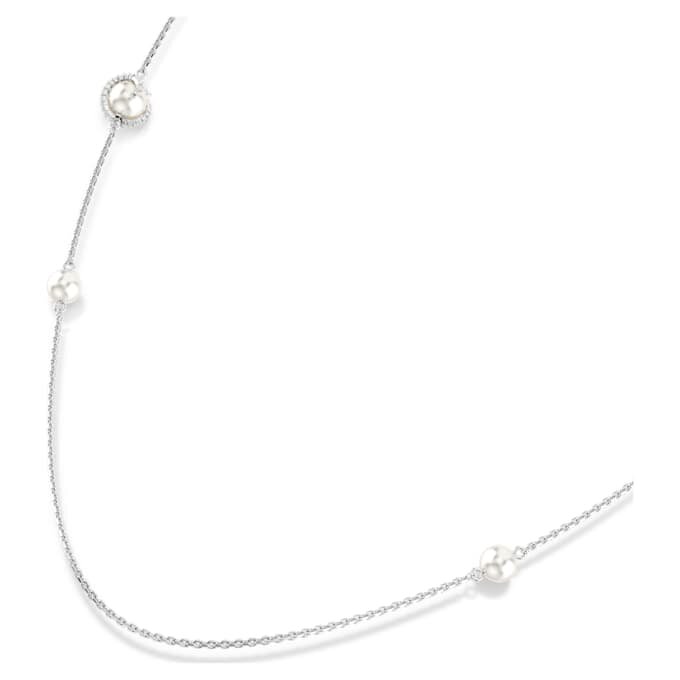 Collar «Snake Strandage» con perlas de cristal, cortes mixtos, Año de la Serpiente, blanco, chapado en rodio Collar «Snake Strandage» con perlas de cristal, cortes mixtos, Año de la Serpiente, blanco, chapado en rodio