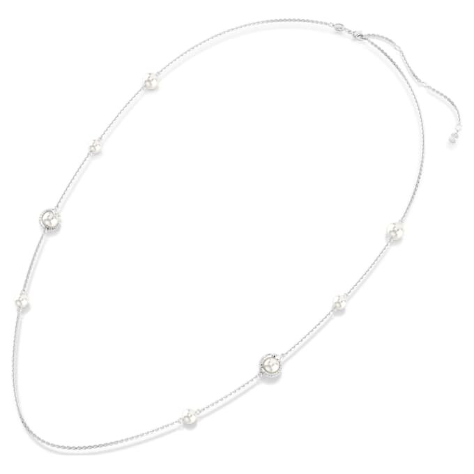 Collar «Snake Strandage» con perlas de cristal, cortes mixtos, Año de la Serpiente, blanco, chapado en rodio Collar «Snake Strandage» con perlas de cristal, cortes mixtos, Año de la Serpiente, blanco, chapado en rodio
