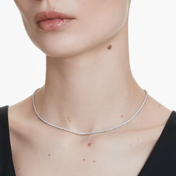 Collar tipo «eternity tennis» con diamantes cultivados en laboratorio, 3 Ct Tw, forma redonda, oro blanco de 14K Collar tipo «eternity tennis» con diamantes cultivados en laboratorio, 3 Ct Tw, forma redonda, oro blanco de 14K