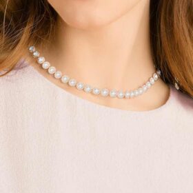 Collar Una Angelic, corte redondo, mediano, blanco, chapado en tono oro rosa Collar Una Angelic, corte redondo, mediano, blanco, chapado en tono oro rosa