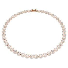 Collar Una Angelic, corte redondo, mediano, blanco, chapado en tono oro rosa Collar Una Angelic, corte redondo, mediano, blanco, chapado en tono oro rosa