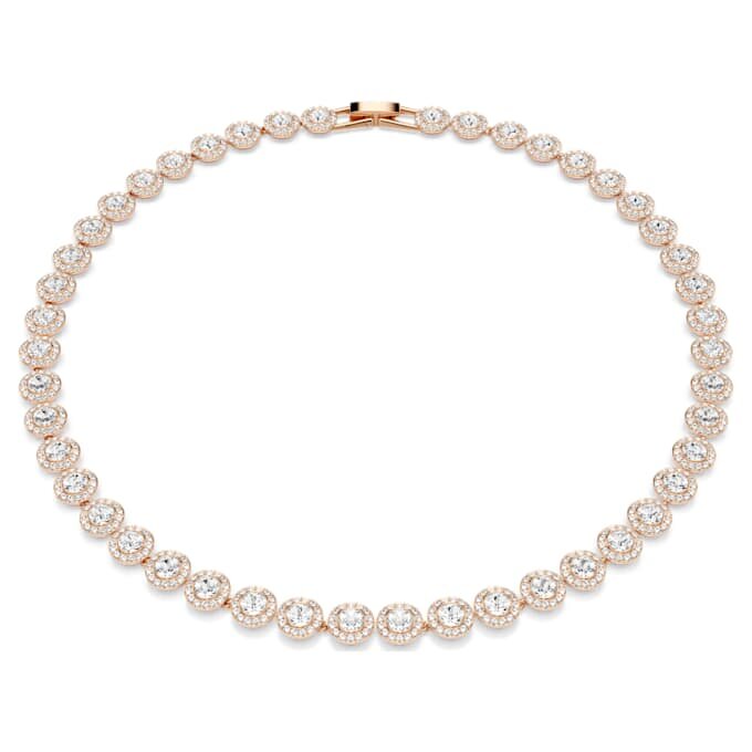 Collar Una Angelic, corte redondo, mediano, blanco, chapado en tono oro rosa Collar Una Angelic, corte redondo, mediano, blanco, chapado en tono oro rosa
