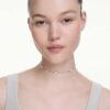 Collar Una Angelic, corte redondo, motivos de doble cara, blanco, chapado en rodio