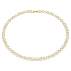 Collar Una Angelic, corte redondo, pequeño, blanco, chapado en tono dorado