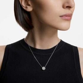 Collar Una, corte redondo, blanco, chapado en rodio